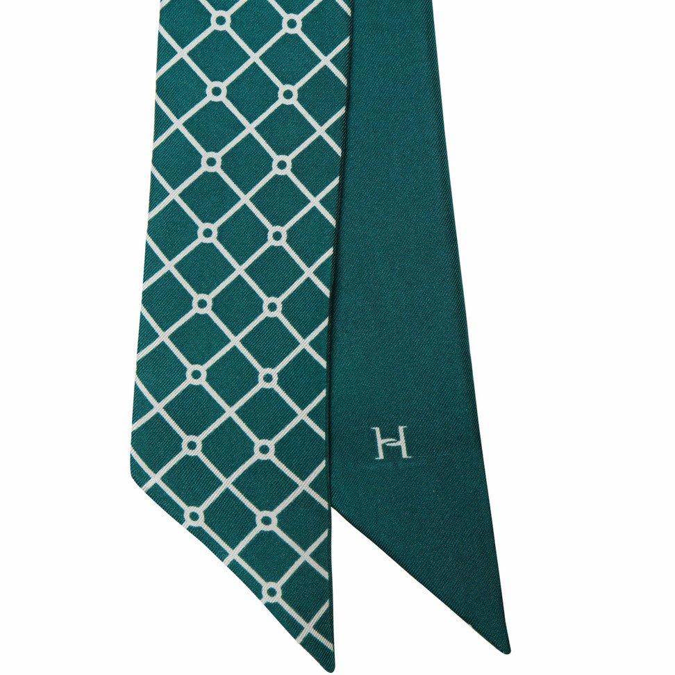 Hermine Silk Scarfette - Green & White - Hermine Hold