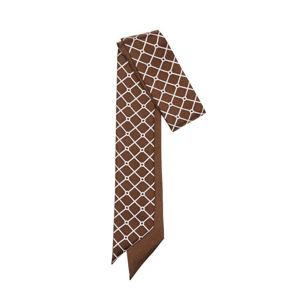 Hermine Silk Scarfette - Brown & White - Hermine Hold