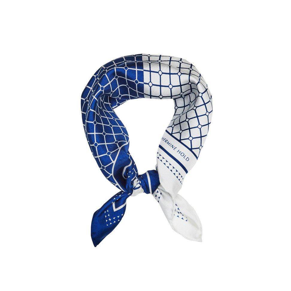 Hermine Duo Silk Scarf - Azure & White - Hermine Hold