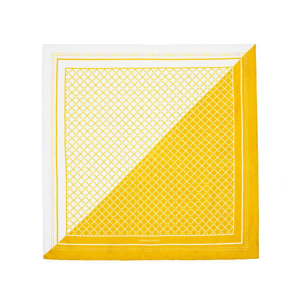 Hermine Duo Silk Scarf - Yellow & White - Hermine Hold