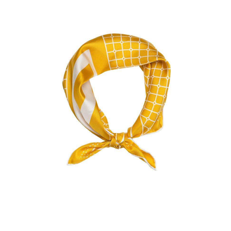 Hermine Split Silk Scarf - Mustard & White - Hermine Hold