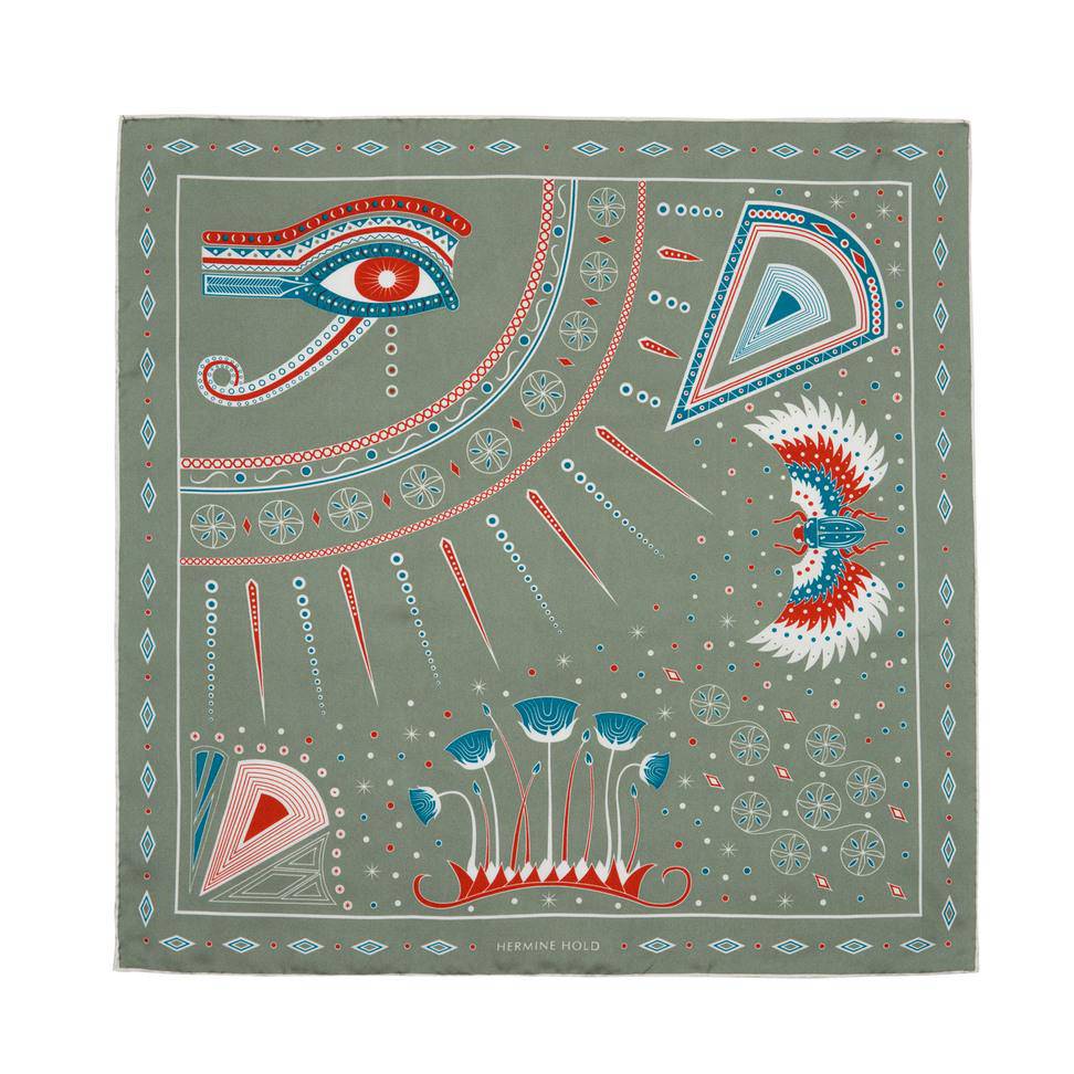 Nefertiti Silk Scarf - Khaki - Hermine Hold