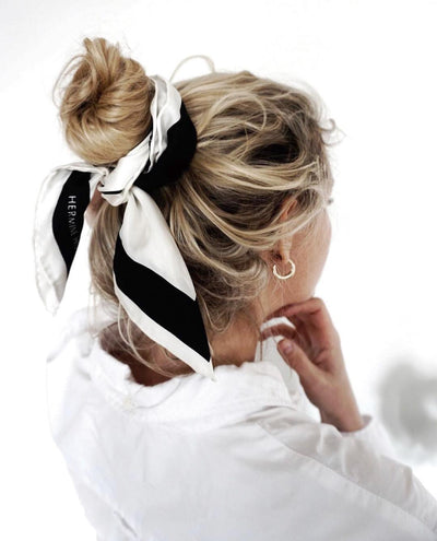 Signature Silk Scarf - Black & White - Hermine Hold