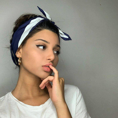 Signature Silk Scarf - White & Blue - Hermine Hold