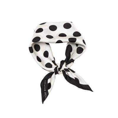 Single Dot Silk Scarf - Black & White - Hermine Hold